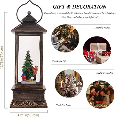 Christmas Decorations Christmas Snow Globe Lantern, Glittering Water Lantern with Music USB and Battery Operated Singing Snow Globe Xmas Festival Decoration Gifts (Christmas Tree)