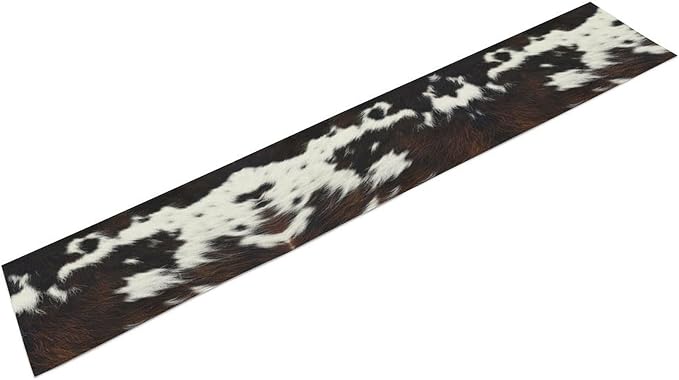 Cow Print Table Runner, Brown Cowhide Print Western Style Table Runner Country Farmhouse Cottage Cow Patten Table Decoration for Home Kitchen Dining, 13x60 Inch