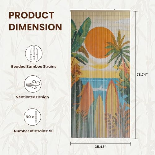 summer vibe beaded bamboo curtain for doorway 35.4" shown in use