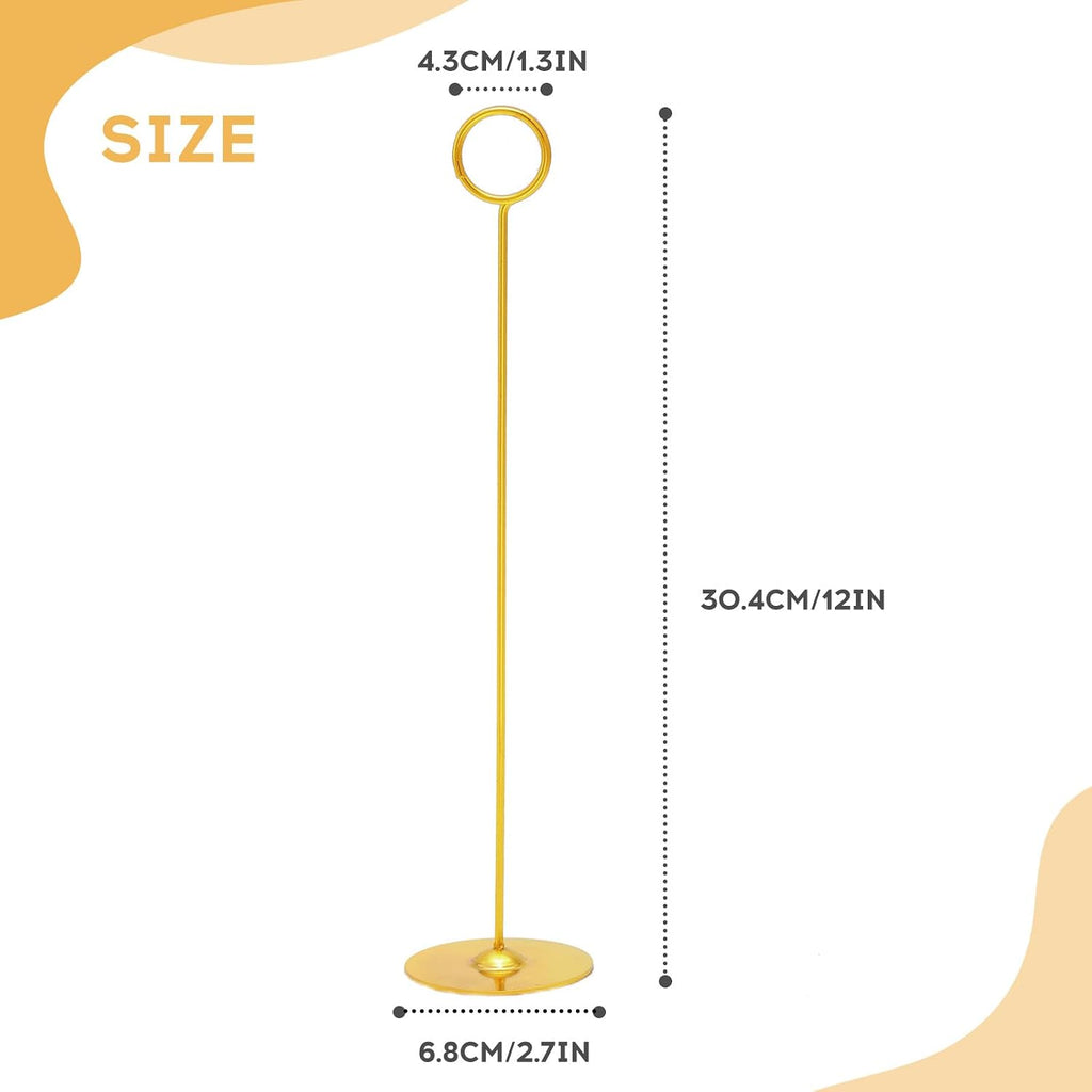 Urban Deco 16PK Gold Table Number Holders Place Card Holders 12 Inch Table Card Holders Steel Card Holders for Photos, Food Signs, Memo Notes, Weddings, Restaurants, Birthdays