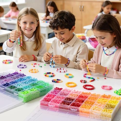 simetufy 10000pcs pony beads bulk, 56 colors 6x9mm showing dimensions