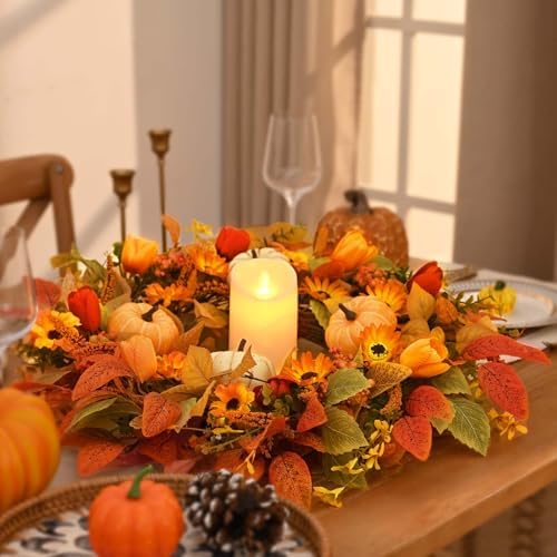 waipfaru 26" fall wreaths for front door outside, side view