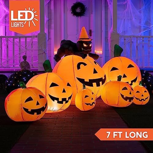 joiedomi 7 ft long halloween inflatables pumpkin outdoor, side view