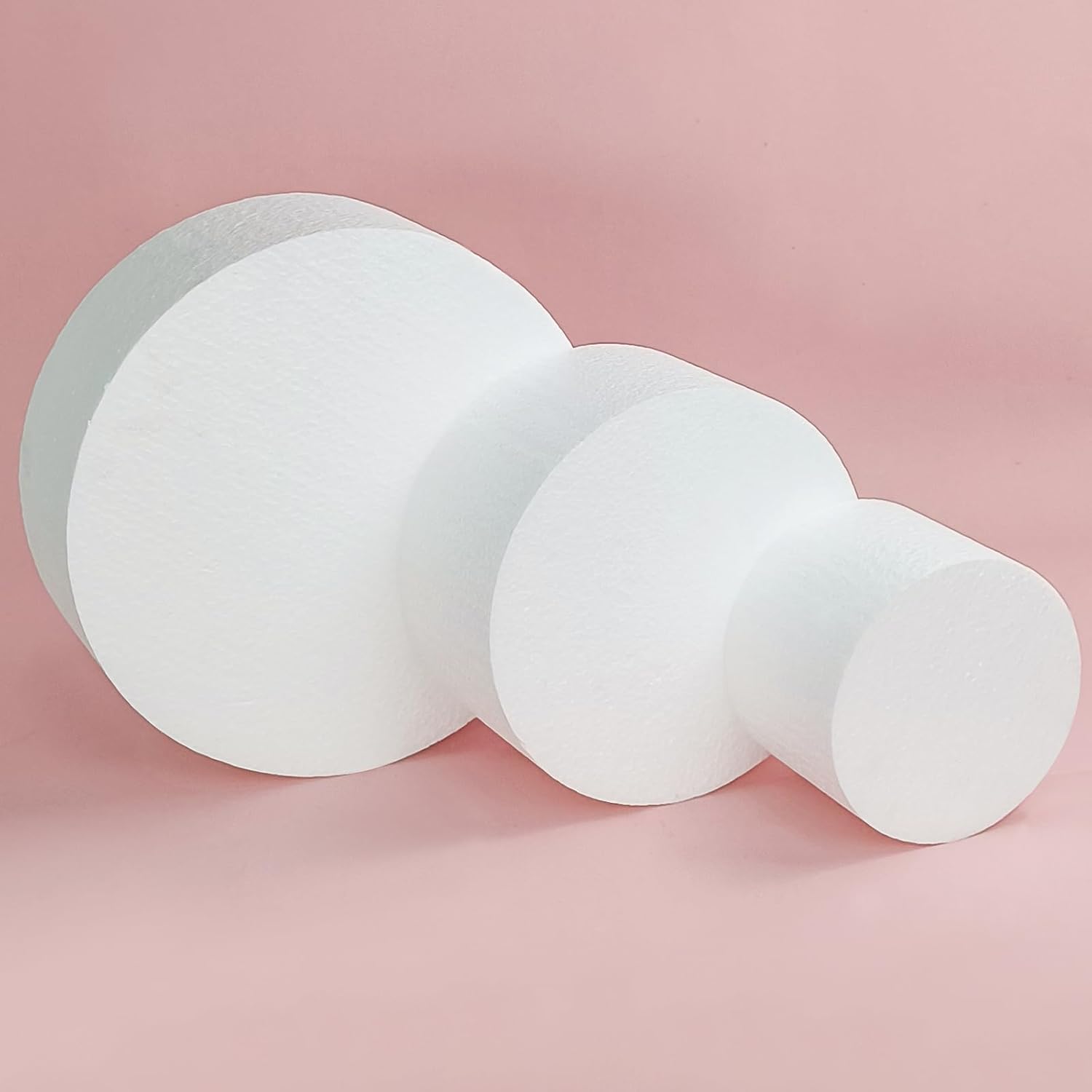 3 Tiers Foam Cake Dummies 4" 6" 8", White Dummy Cakes Styrofoam Sets, 9 Inch Tall Fake Cake, Dummy Cake for Wedding Cake Supplies Decorating Birthday Wedding Display