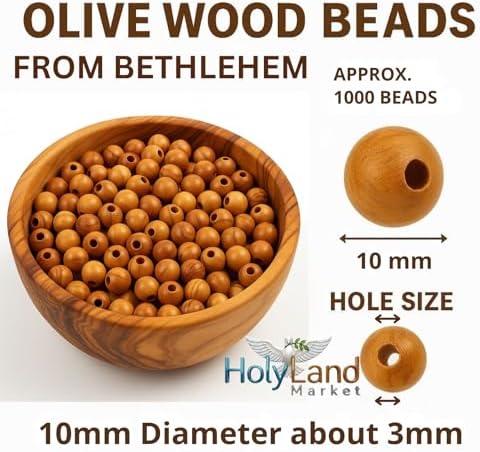 holy land market olive wood beads 10mm, 1000 shown in use