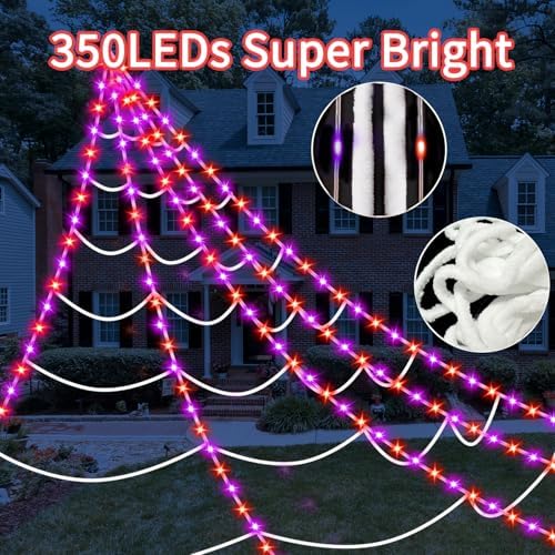 halloween decorations outdoor spider web lights, 23ft 350, package contents