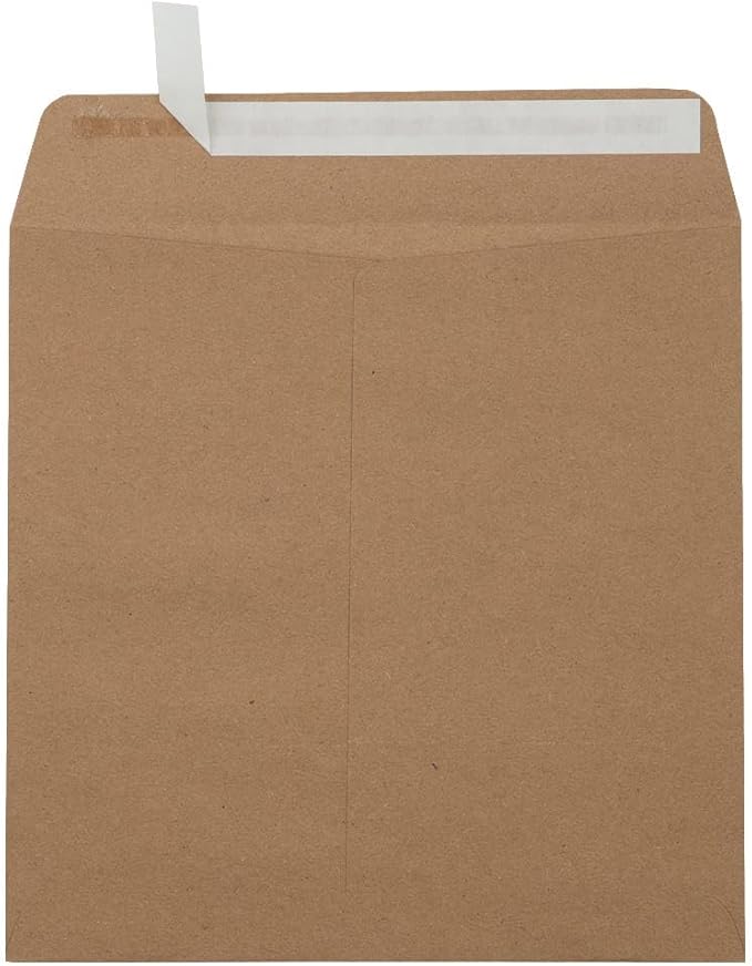 LUXPaper Square Invitation Envelopes | Peel & Press | 8" x 8" | Grocery Bag Brown | 70lb. Text | 50 Qty