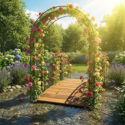 7ft heavy duty steel garden arbor with side on a desk or shelf
