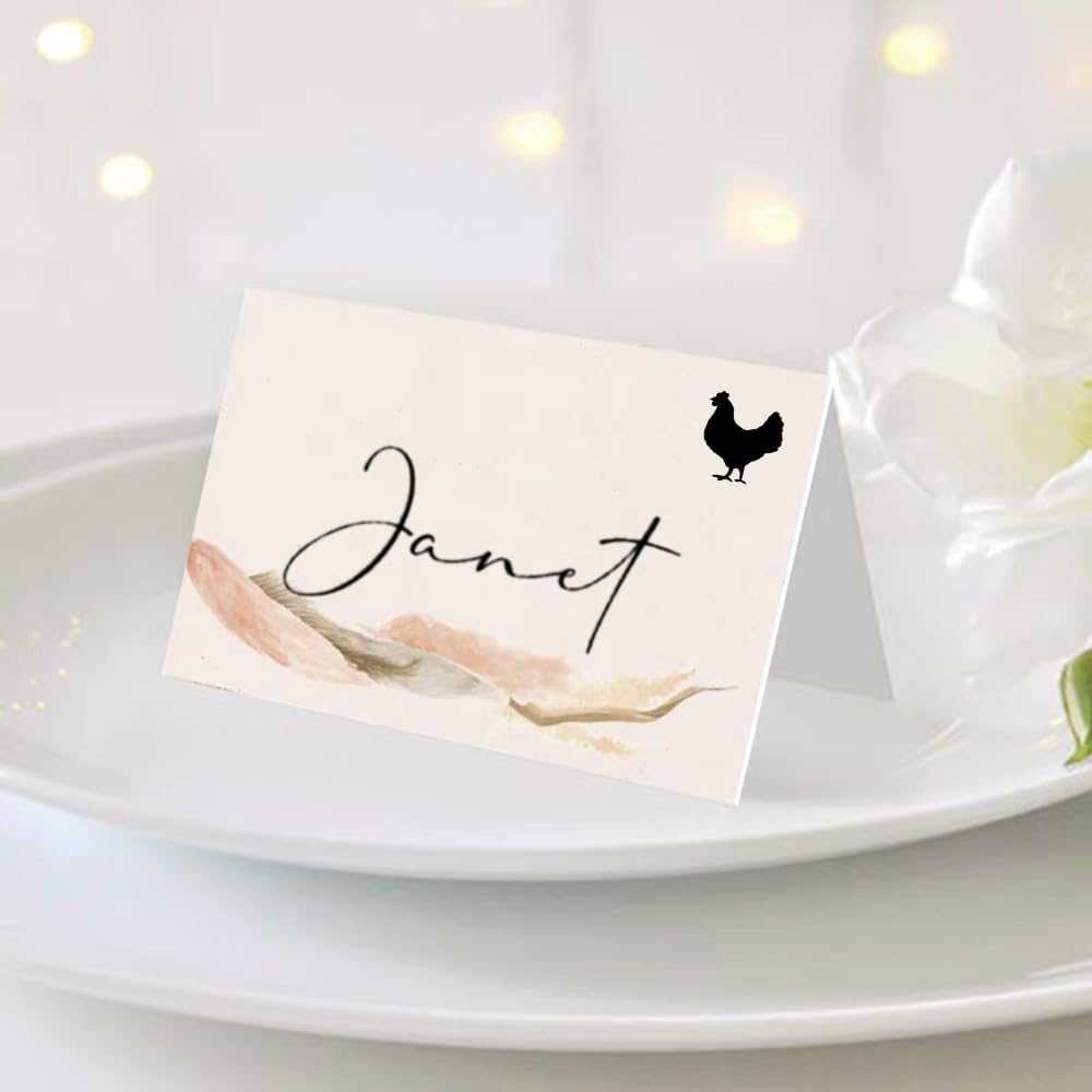 10 Sheets(500 Qty) Meal Stickers,Wedding Food Choice Sticker for Place Cards, Beef, Chicken,Fish (Black)