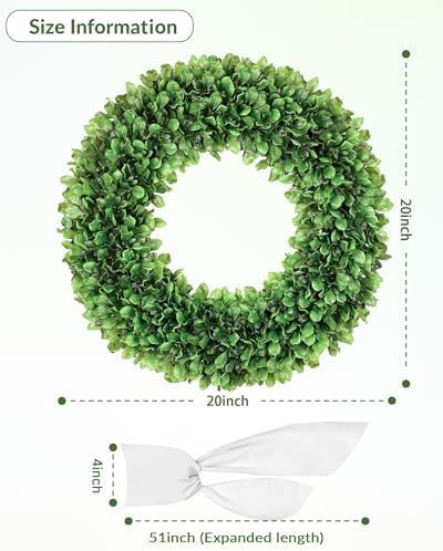 20 inch artificial boxwood wreath for front door shown in use