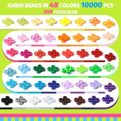 simetufy 10000pcs pony beads bulk 48 colors rave, side view