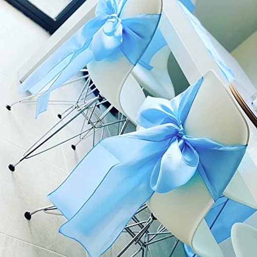 Wedding Satin Gold Chair Sashes Bows 50 Pack Fitted Chair Ribbons 7x108 Inches Chairs Ties for Party Birthday Fiesta Engagement Ceremony Bridal Shower Decor - Gold, 50