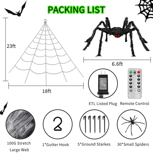 halloween decorations outdoor spider web lights, 23ft 350, close-up detail