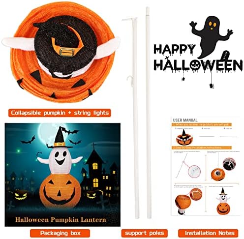 collapsible light up pumpkin ghost halloween decorations outdoor on a desk or shelf
