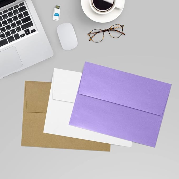 LUXPaper A7 Invitation Envelopes | Peel & Press | 5 1/4" x 7 1/4" | Amethyst Metallic | 80lb. Text | 50 Qty