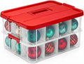 Tribello 2-Layer Christmas Ornament Storage Box Plastic - 24 Compartment Cchristmas Decoration Storage Box