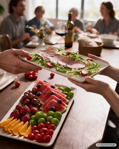famiware serving platters set of 3 sizes, close-up detail