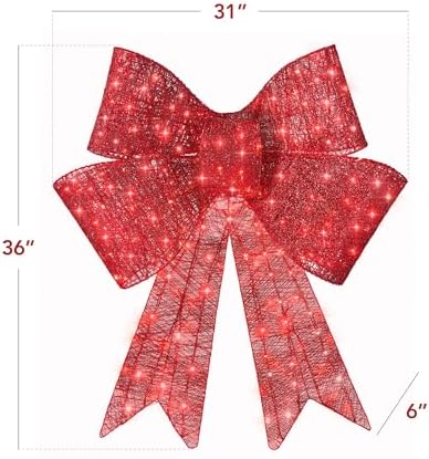 best choice products 36in pre-lit xl christmas bow on a desk or shelf