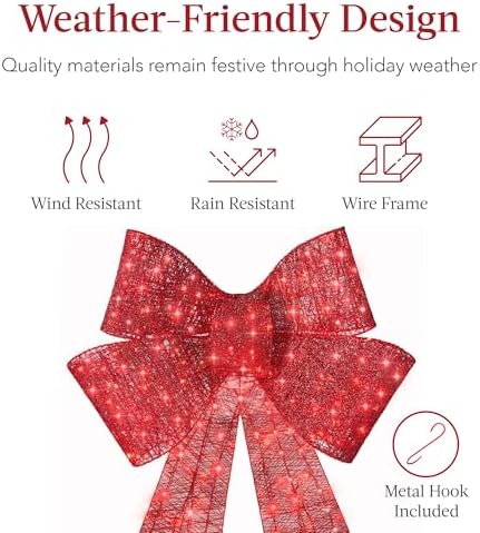 best choice products 36in pre-lit xl christmas bow showing dimensions
