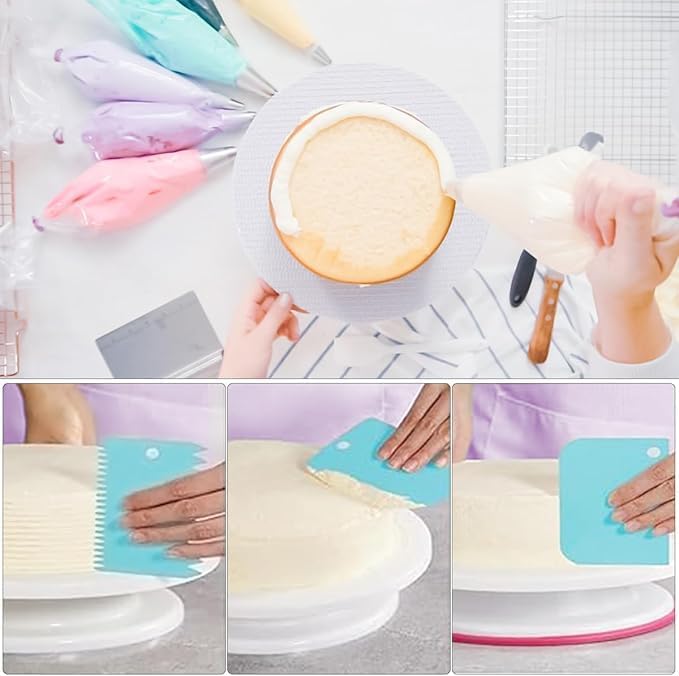 100Pcs Piping Bags and Tips Set, 12 Inch Pastry Bags, Icing Bags Disposable for Cakes Decorating Kit Supplies with 1 Reusable Piping Bags, 1 Couplers, 12 Frosting Tips, 2 Bag Ties, 3 Cake Scraper