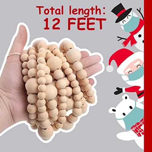yinder 4 pcs christmas wood bead garland 48, close-up detail