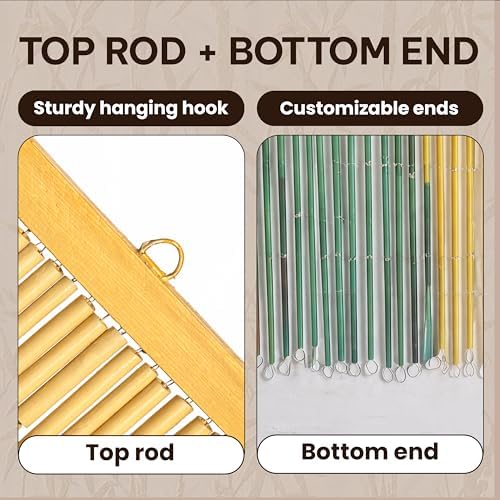 summer vibe beaded bamboo curtain for doorway 35.4" showing dimensions