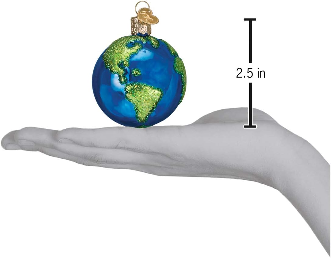 Old World Christmas Planet Earth Glass Blown Ornament for Christmas Tree, Handcrafted Holiday Decoration, Outer Space Collection