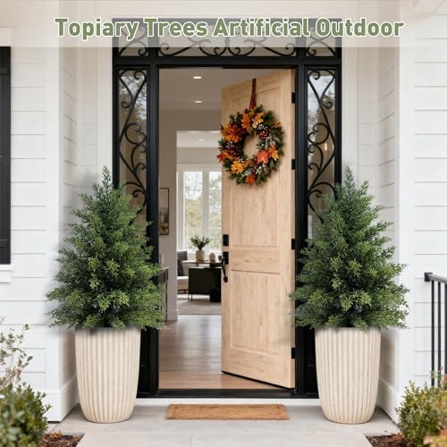 2ft artificial cedar trees for outdoors (uv resistant) on a desk or shelf