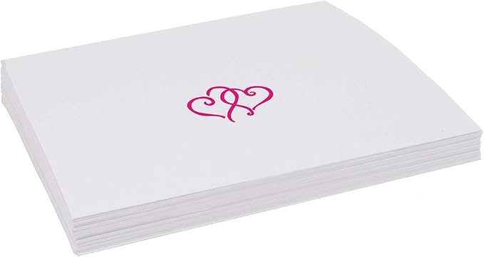 Linked Hearts Place Cards, Fuschia (Choose Color), Set of 25, Pre-cut and Scored - Wedding, Party, Dinner, and Special Events - Made in the USA
