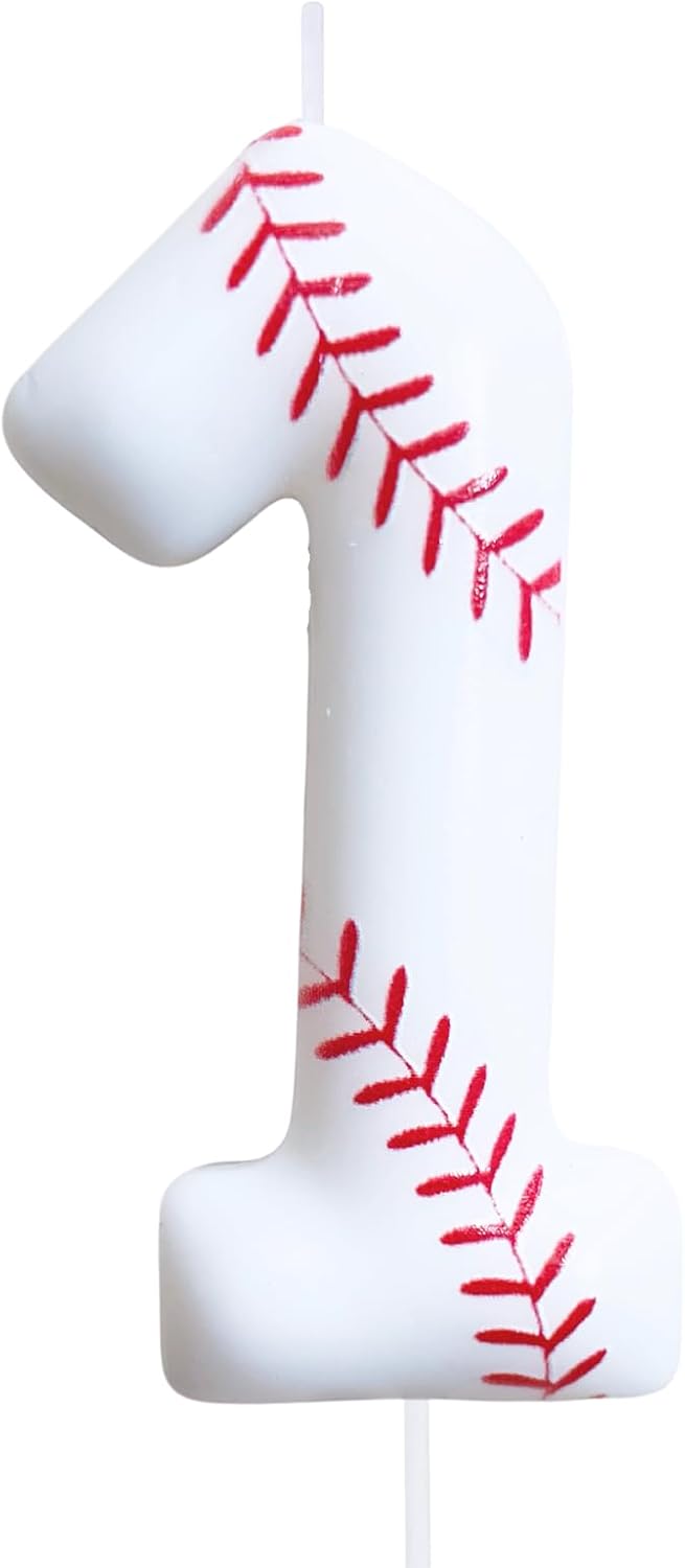 Baseball Birthday Number Candles for Cake White Number 1 Rookie of The Year 1st Birthday Candle Baseball Cake Topper for Baseball Birthday Party Decorations