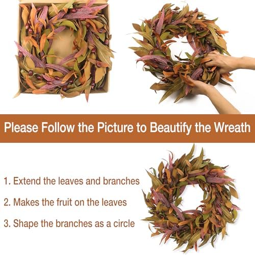 fall wreaths for front door 22 inch, olive, package contents