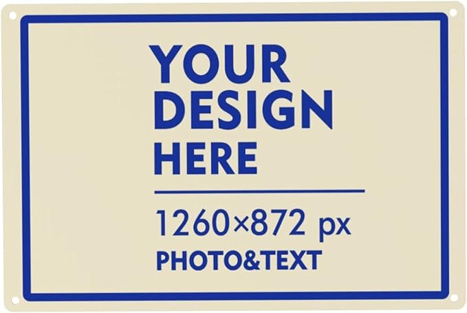 Custom Signs Outdoor Metal Sign - 12 x 8 Customized Personalized Aluminum Signs for Office, Home, Business, Decor, Custom Road Signs, Rust-Proof Sign (Blue Text Box), 12x8 inches