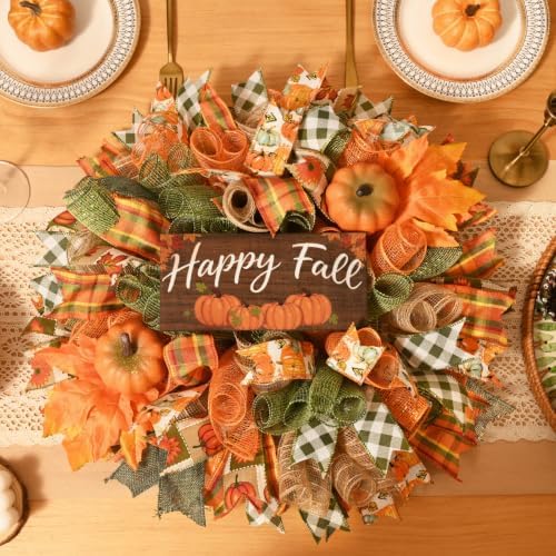fall decor, fall wreaths for front door, 20" on a desk or shelf
