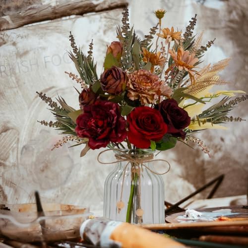 lesing dahlia flower aritificial flower with vase fake showing dimensions