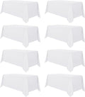 sancua 8 Pack White Tablecloth 90 x 132 Inch - Rectangle Table Cloth for 6 Feet Tables Stain and Wrinkle Resistant Washable Polyester Table Cover for Dining Wedding Banquet Party Buffet Restaurant