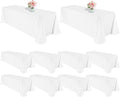 10 Pack Polyester Tablecloths, White 90 x 132 Inch Polyester Table Cloth for 8 Foot Rectangle Tables, Stain and Wrinkle Resistant Washable Fabric Table Cover for Wedding Banquet Restaurant Party