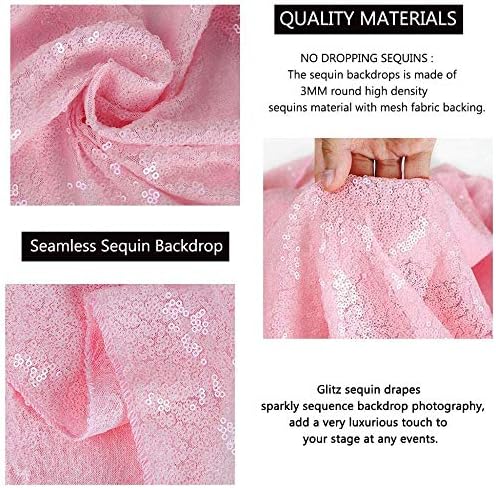 Eternal Beauty Pink Sequin Backdrop, 10x10 Ft Glitter Background Curtains for Shimmer Photography Party Wedding Birthday Back Drop Decor