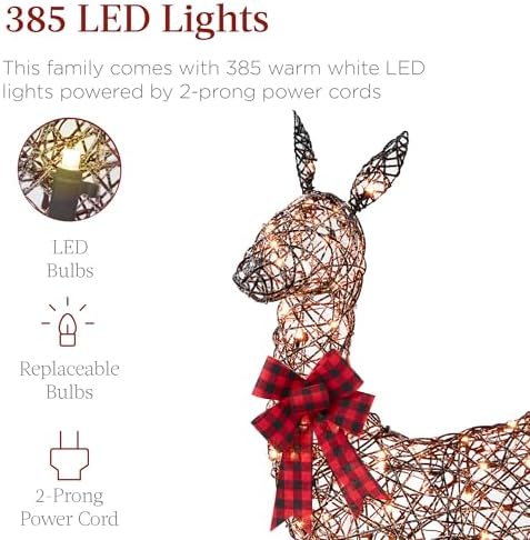 best choice products 6.5ft 3-piece large lighted christmas, close-up detail