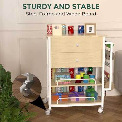 wrapping paper storage & organizer, craft cart with, package contents