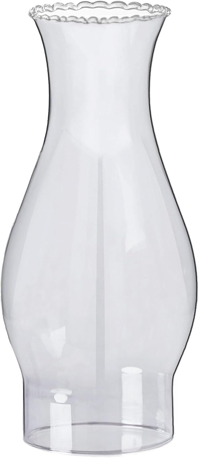 Oil Lamp Chimney 3 Inch Base by 8 1/2 Inch Height Kerosene Lamp Shade Tall Hurricane Lamp Glass Replacement Crimped Top Chimney for Oil and Kerosene Style Lamps