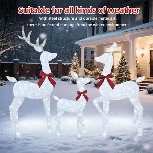 hoyechi 4 ft christmas decorations outdoor lighted reindeer, front angle view