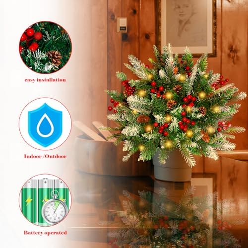 lighted christmas urn filler, 2 pack 24 inch showing dimensions