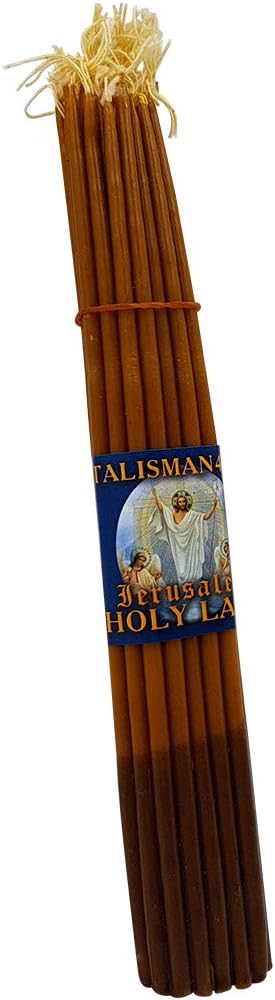 TALISMAN4U 33 Beeswax Taper Candles Jerusalem Church Candles 11 inch | Blessed Holy Land Candles for Prayer, Cotton Wicks, Christian Worship, 75 Min Burn, Handmade Religious Gift