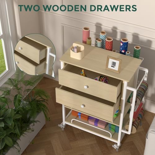 wrapping paper storage & organizer, craft cart with shown in use