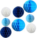 8pc Honeycomb Balls Party Decorations 6''8''10''12''Tissue Paper Pom Poms Flower Balls Hanging Paper Honeycomb Balls for Party Baby Shower Birthday Wedding Nursery Wall Decor Blue Set