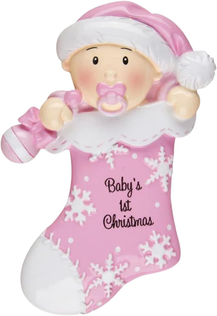 2025 Baby’s First Christmas Ornament – Baby Boy & Girl Keepsake – Personalized My 1st Christmas Ornament for Newborn & Grandbaby Custom Holiday Decoration Gift for Xmas (Baby in Stocking - Girl)