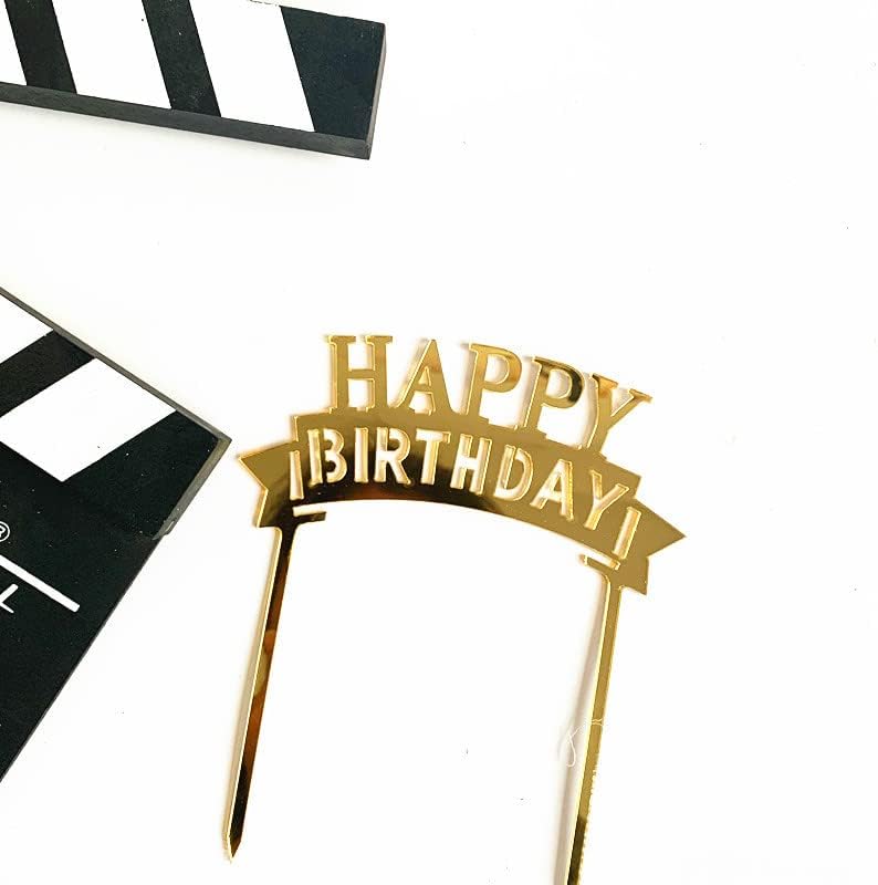 Gold Birthday Cake Topper, 6pcs Acrylic Birthday Cake Toppers Happy Birth Cake Toppers for Decorations Gold Topper for Girls Women's Party Decorations | Happy Birth Cake Toppers for Decorations Gold Topper for Girls Women's Party Decorations