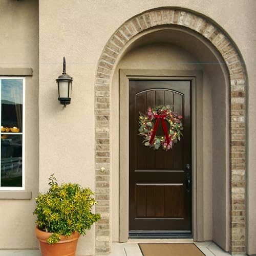 24 inch pre-lit artificial christmas wreath for front on a desk or shelf