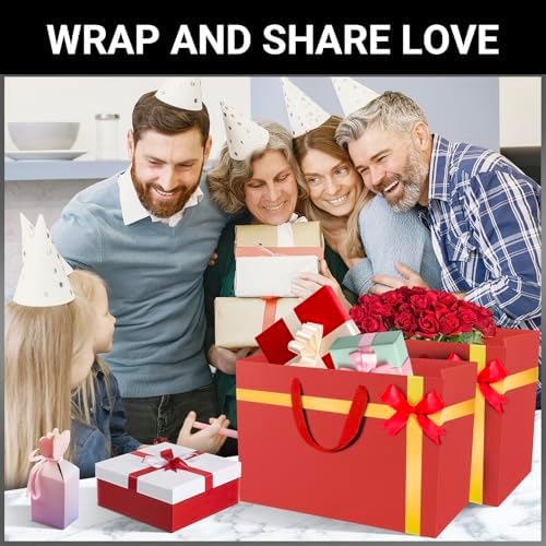 eusoar extra large gift bags, 25pcs 16"x6"x12" red, package contents