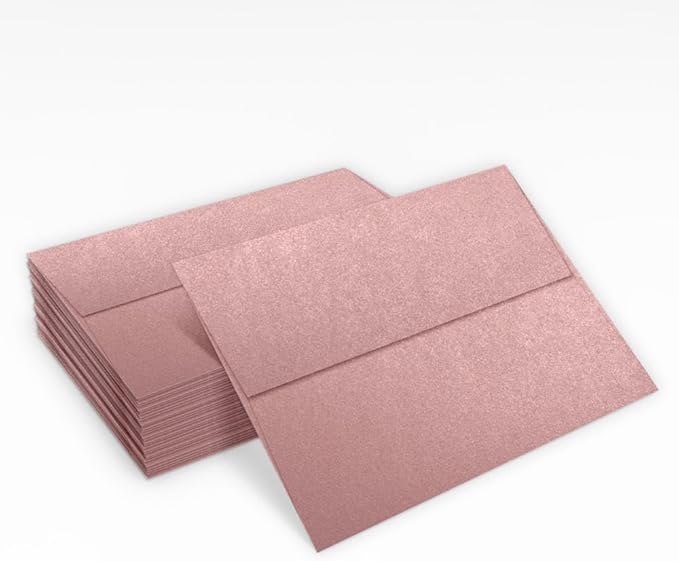 LUXPaper A7 Invitation Envelopes | Peel & Press | 5 1/4" x 7 1/4" | Misty Rose Metallic - Sirio Pearl | 84lb. Text | 250 Qty